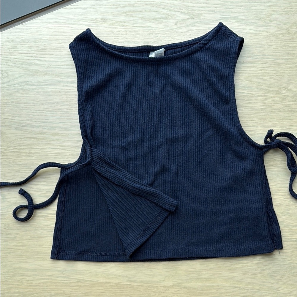ASOS Blue Crop Tank Top with Open Tie Sides